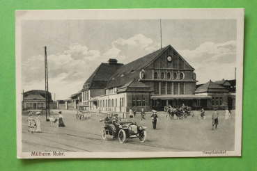 Postcard PC Muelheim Ruhr 1915 railway station Town architecture NRW